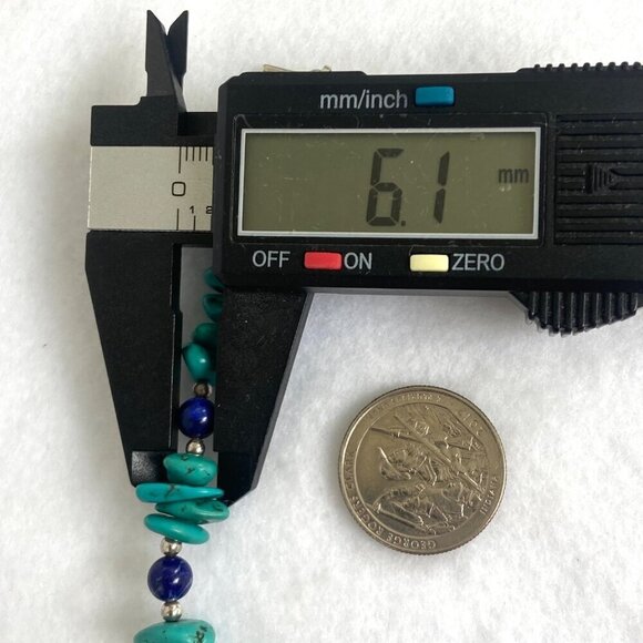 Sterling Silver 925 Dakota West Turquoise Chip & Round Lapis Beaded Bracelet 7" - Picture 15 of 16